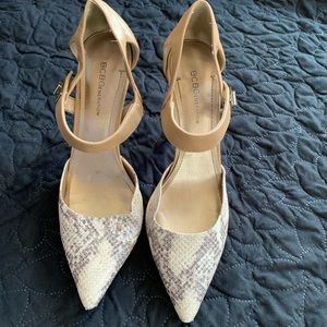 BCBG snake print pumps